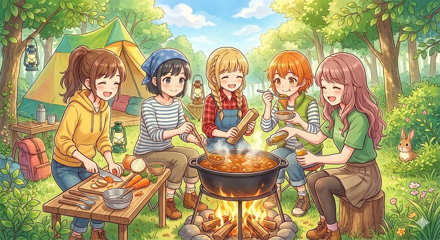 GWはキャンプでカレー | の人気AIイラスト・グラビア