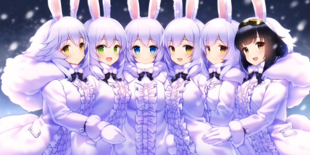 雪山の兎さん達