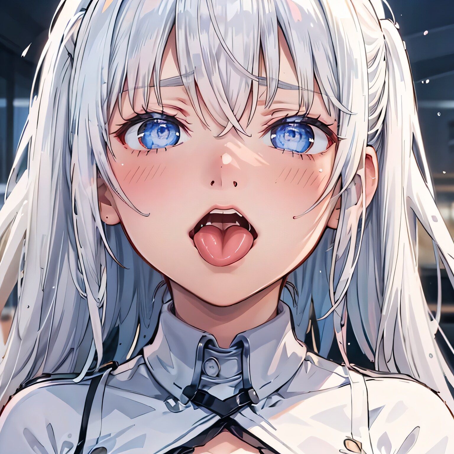 白髪ロングの舌出し少女 | の人気AIイラスト・グラビア