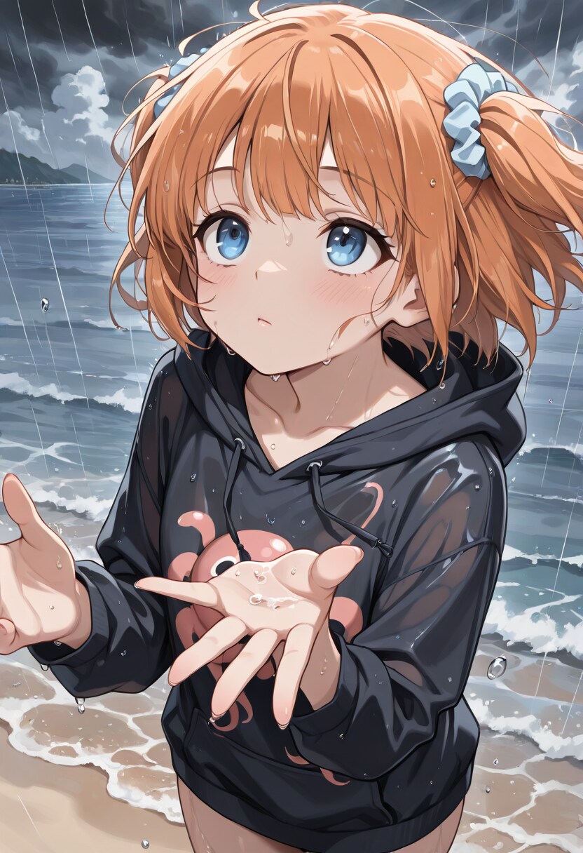 めんちゃん 降雨の海にて | の人気AIイラスト・グラビア