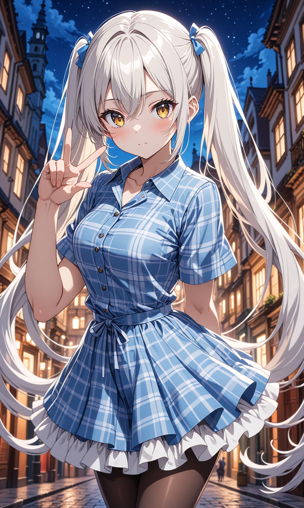 すかした顔でピース