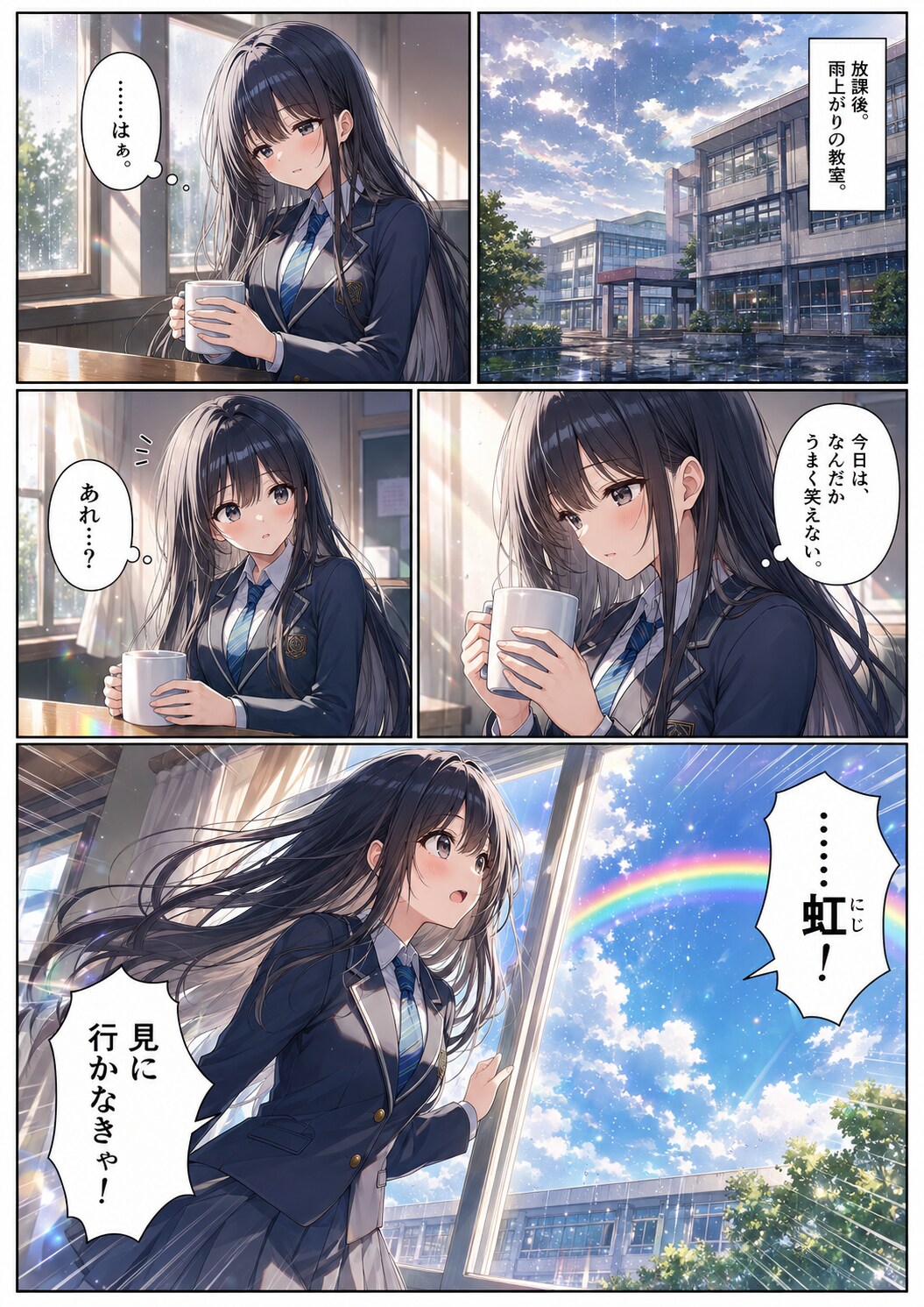 女子高生と虹（漫画版） | の人気AIイラスト・グラビア