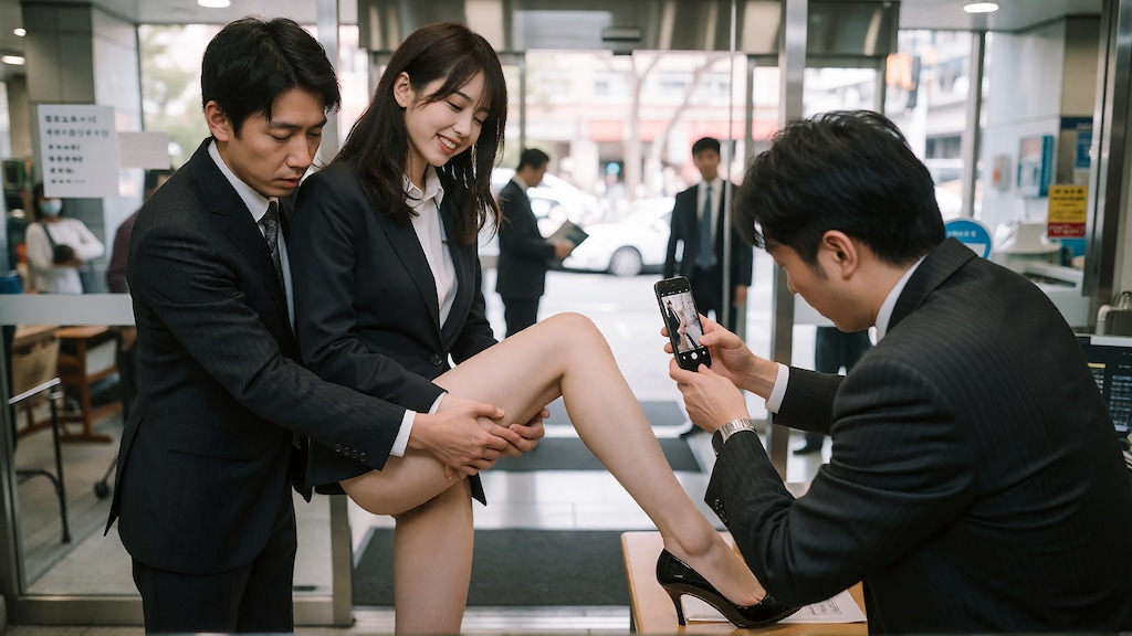 会社のエントランスで股間セキュリティチェック【無料版】