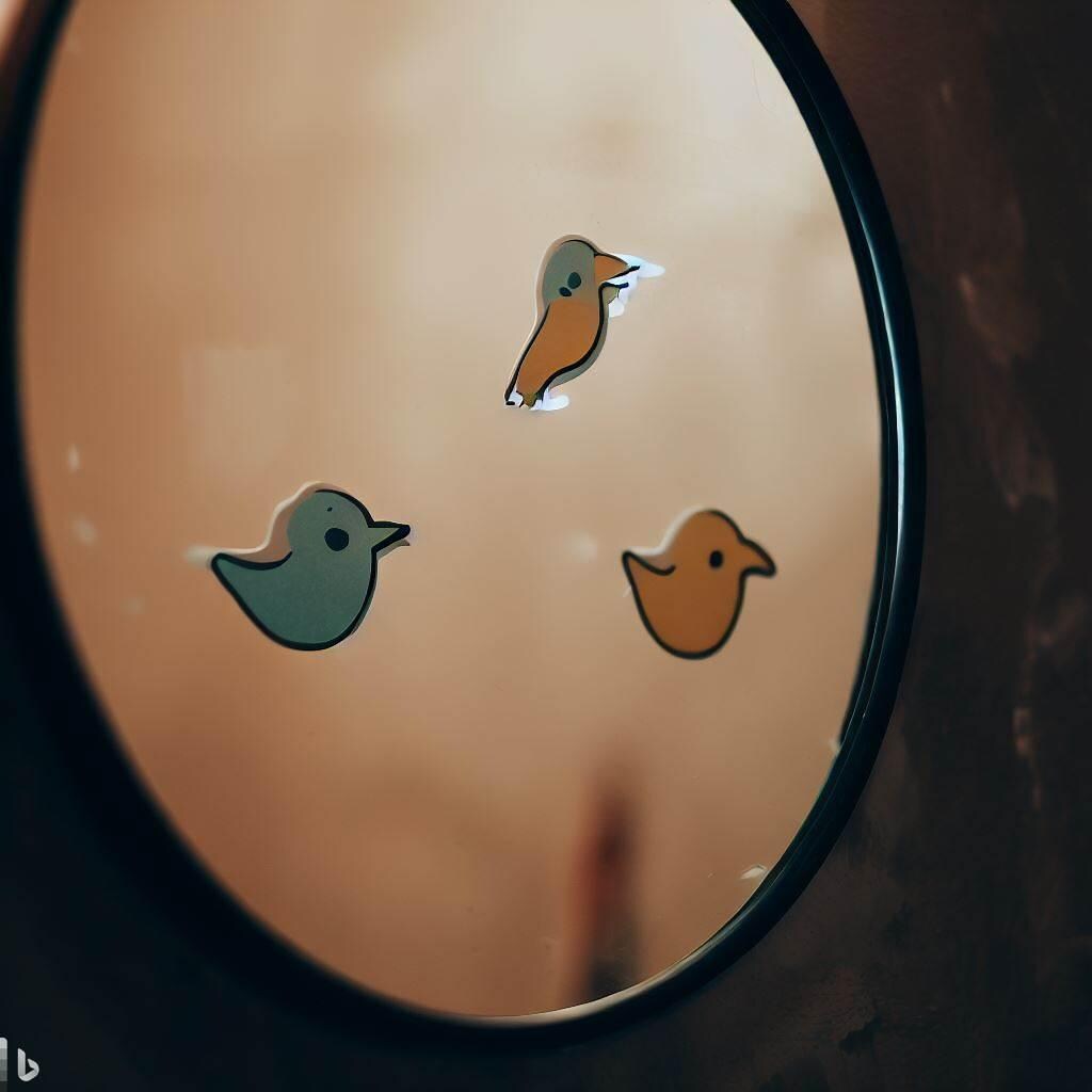 Bird stickers on mirror