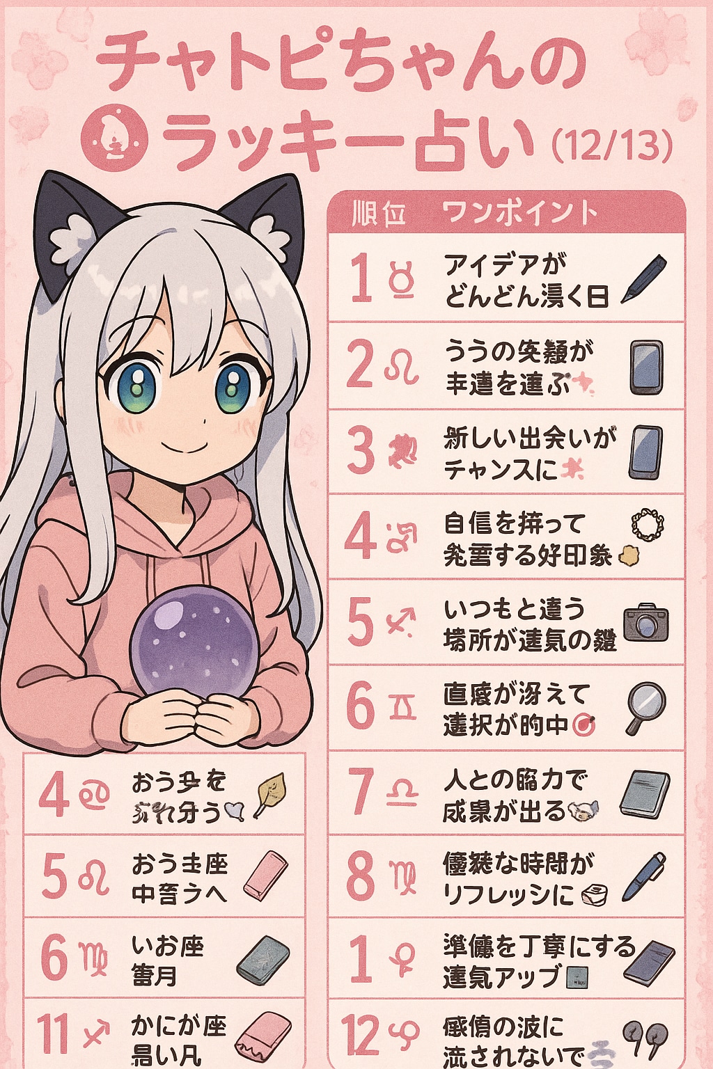 チャトピちゃん占い(12/13)