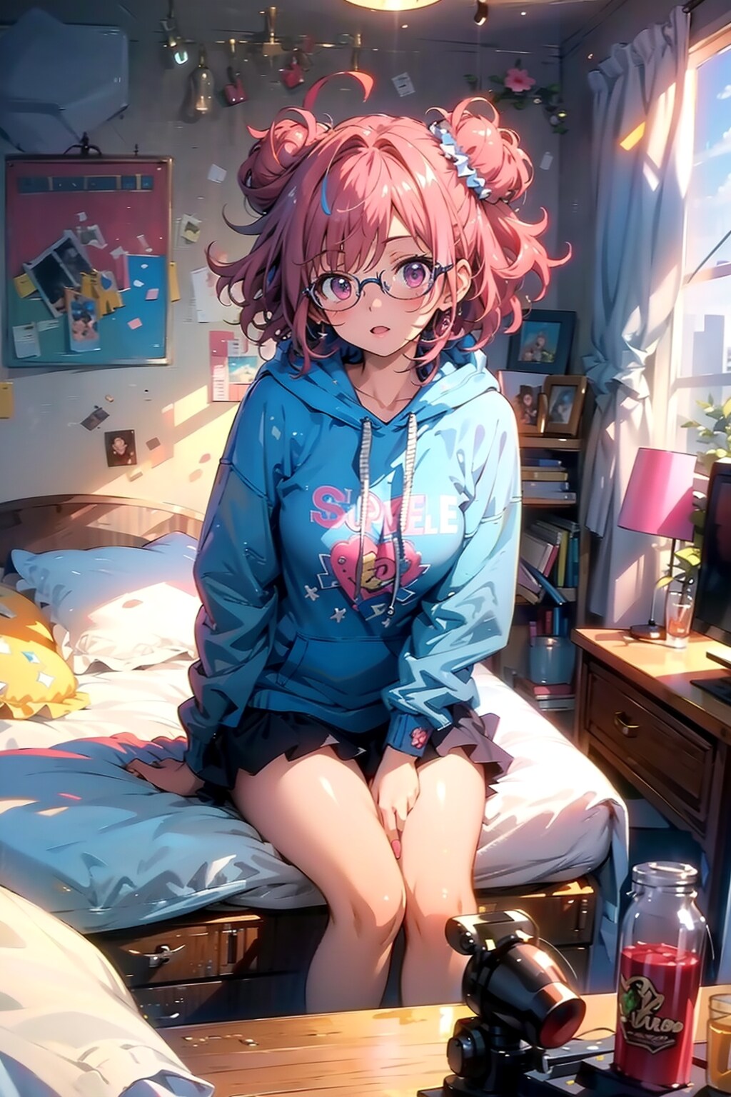 パーカー髪の毛ボサボサ女子