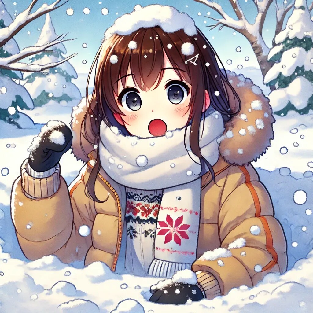 雪に埋もれる