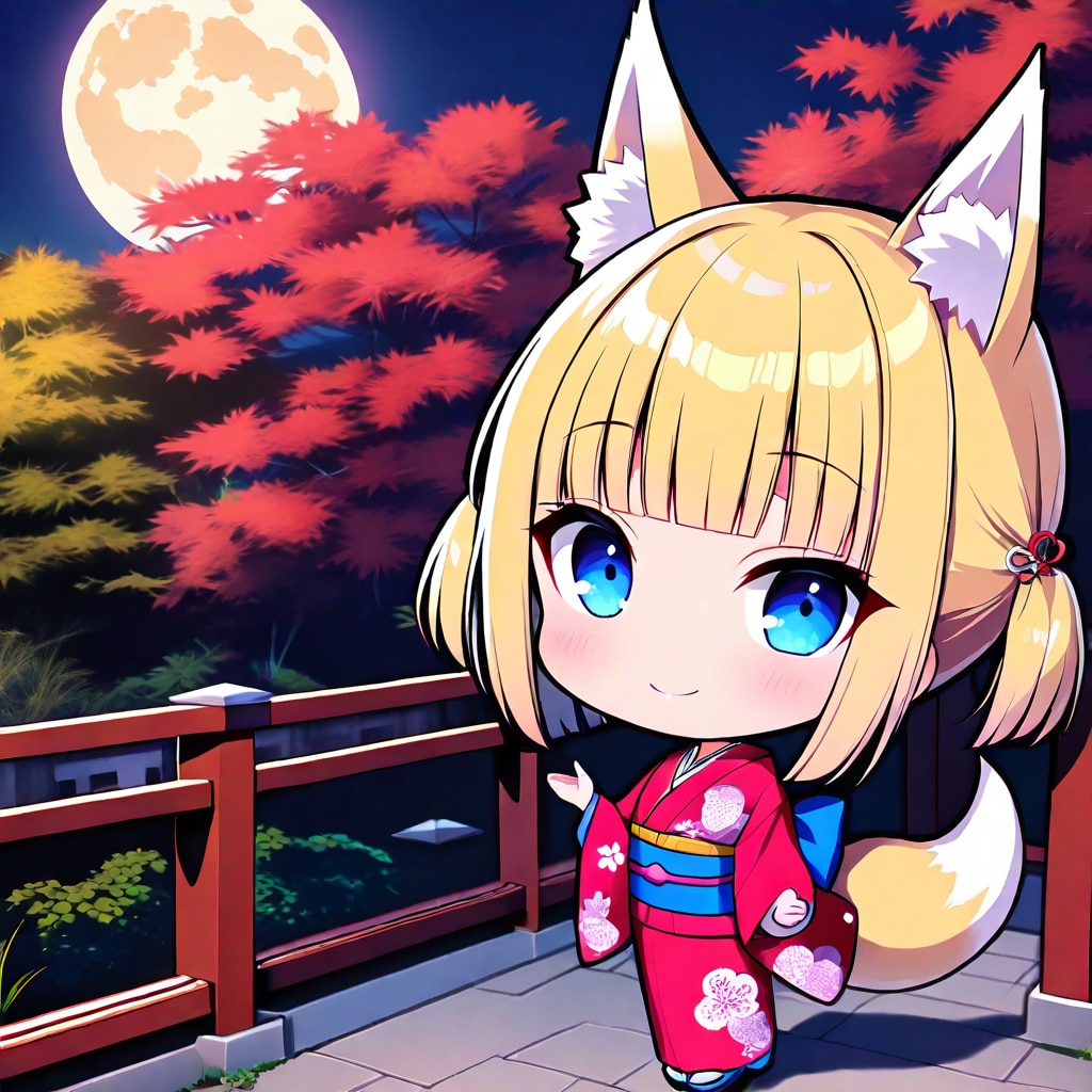 きつね娘と夜景