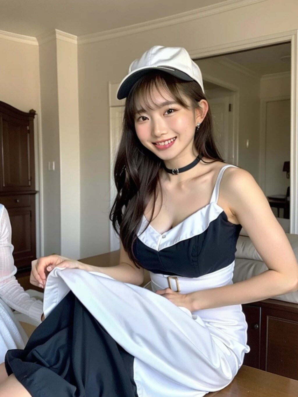 黒髪ロングでメイド服の美女５０