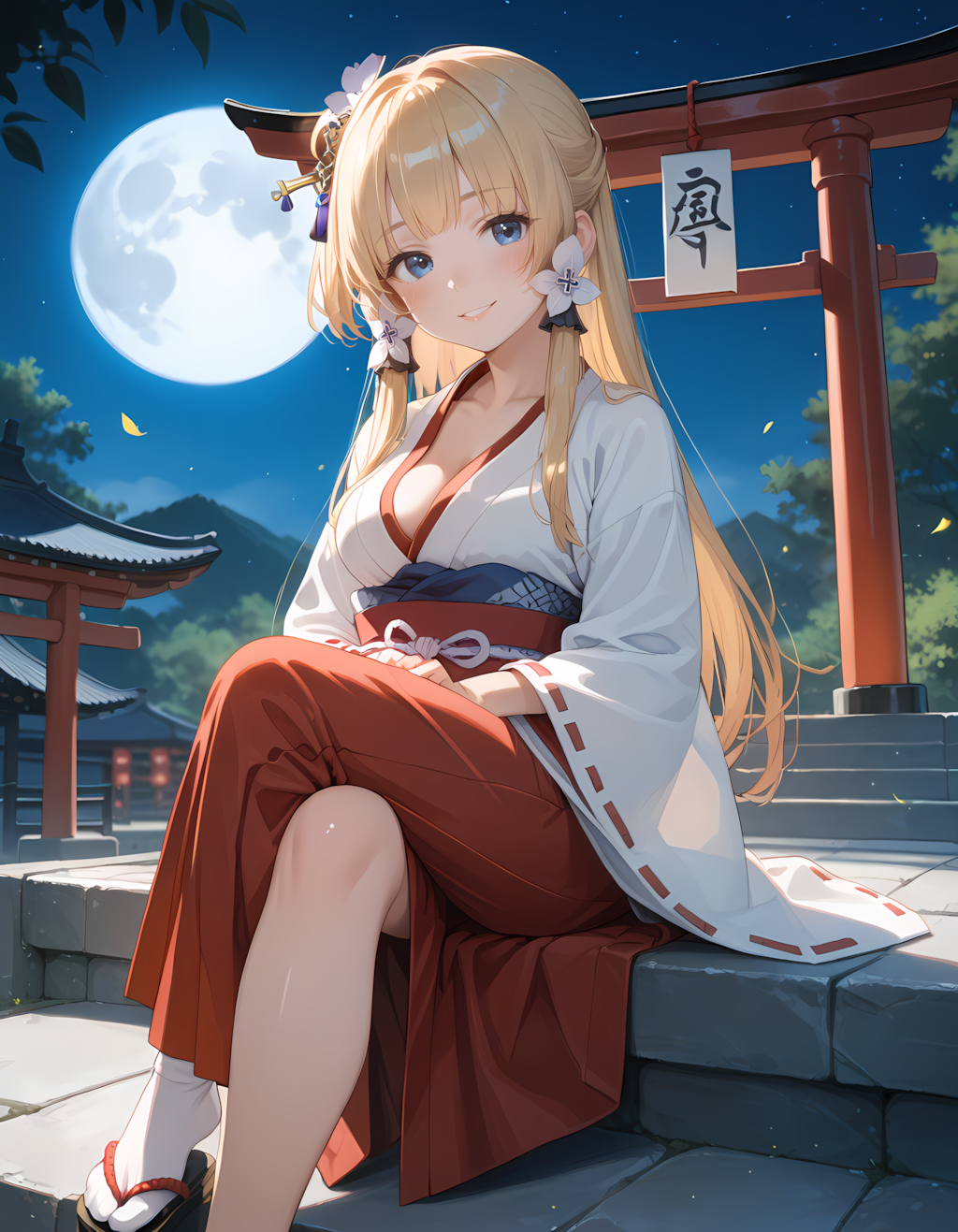 金髪ちゃんと和風月下