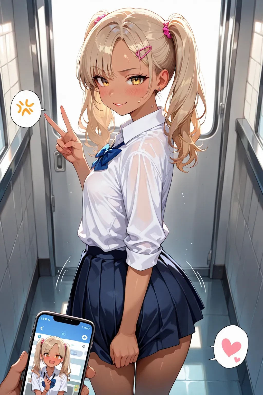 茶髪のギャルを撮影