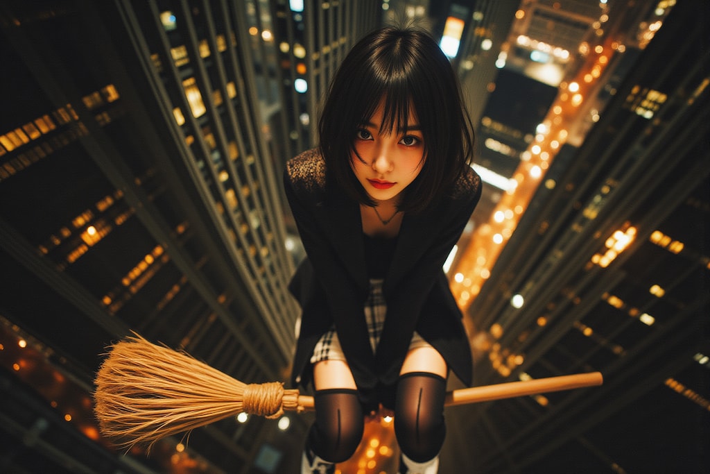 箒にまたがって