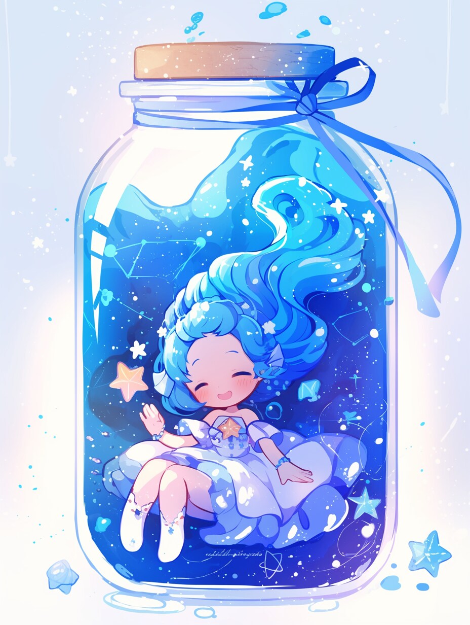 「瓶詰の少女」蒼53 | の人気AIイラスト・グラビア