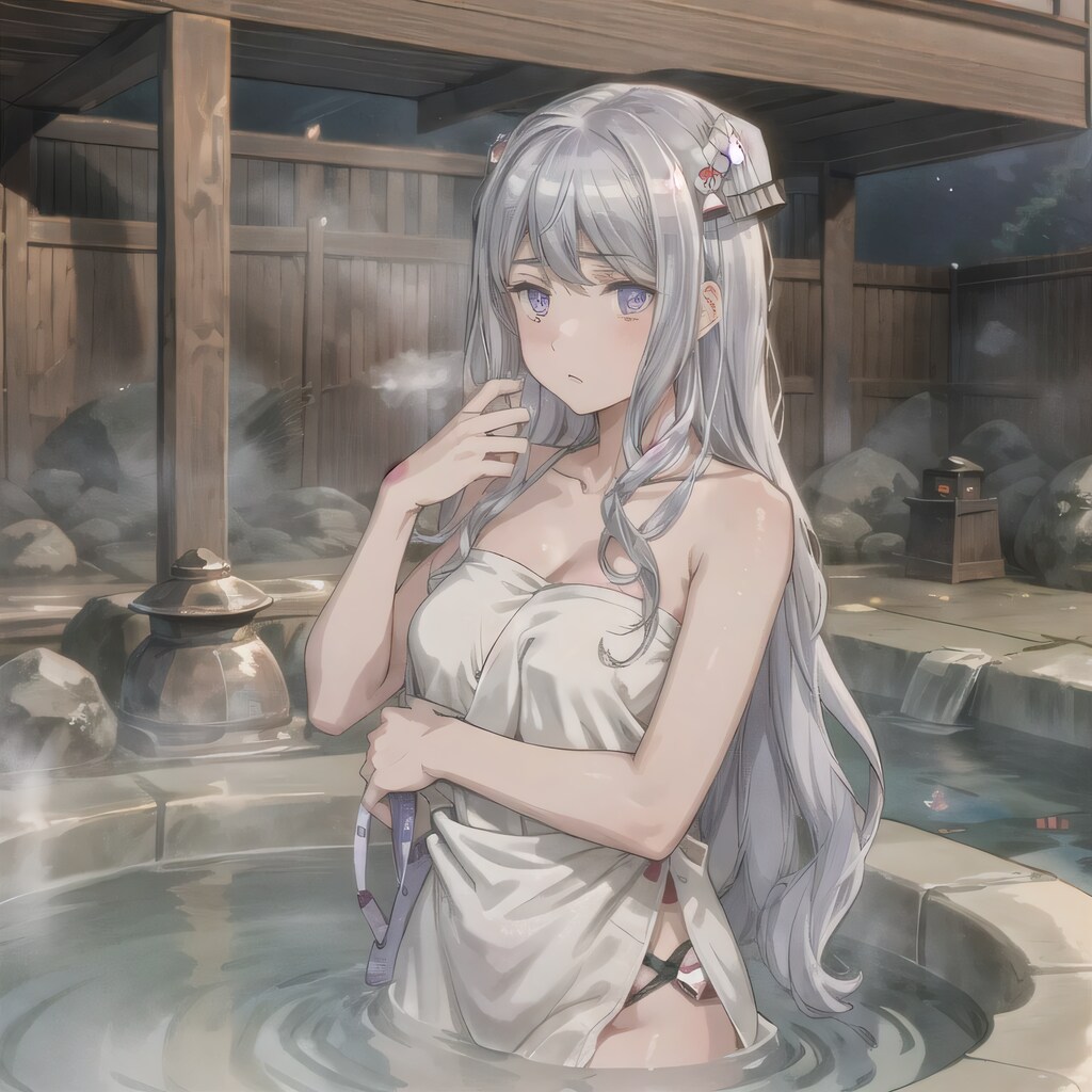 銀髪ロングでお風呂の少女２