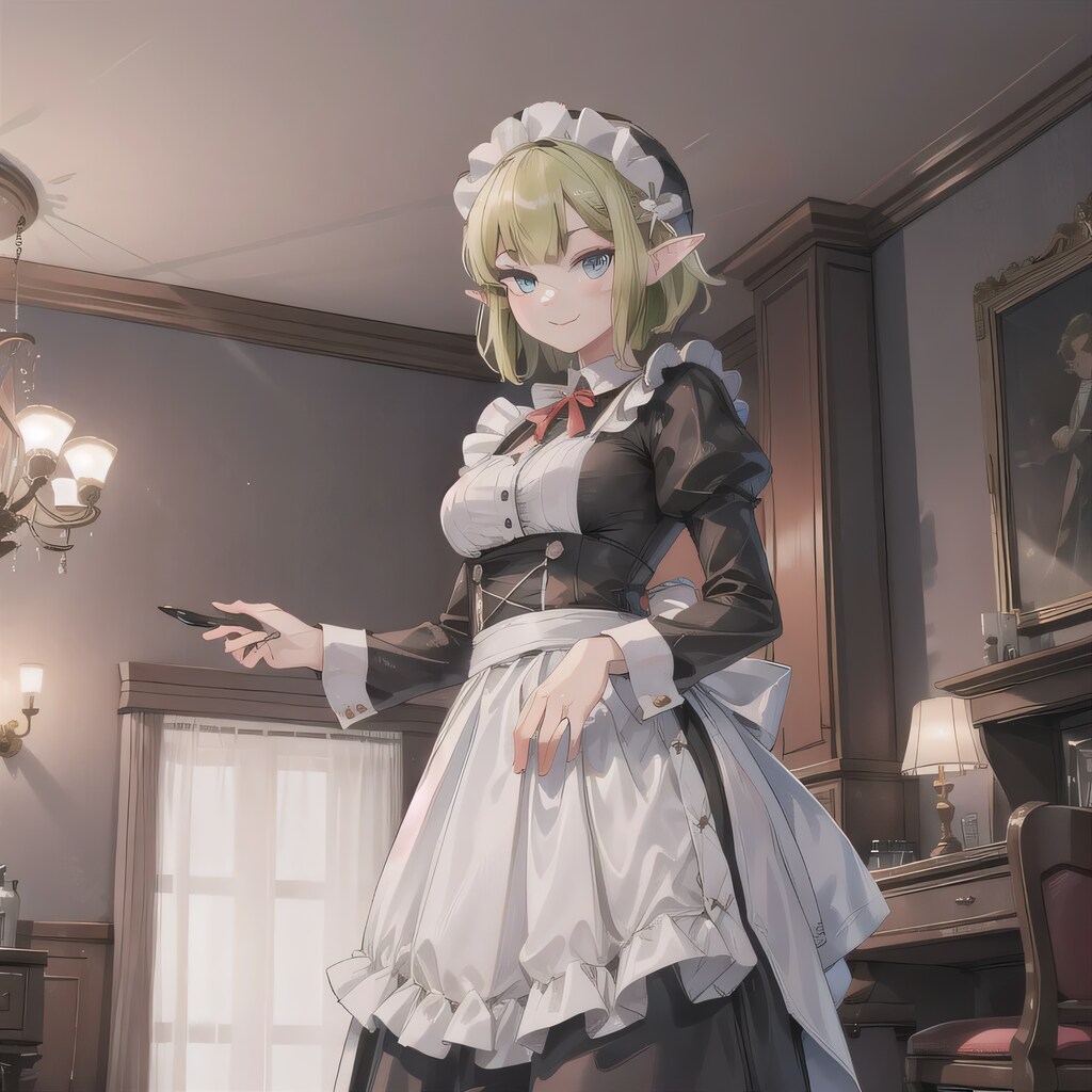 緑髪ボブでメイド服の少女２