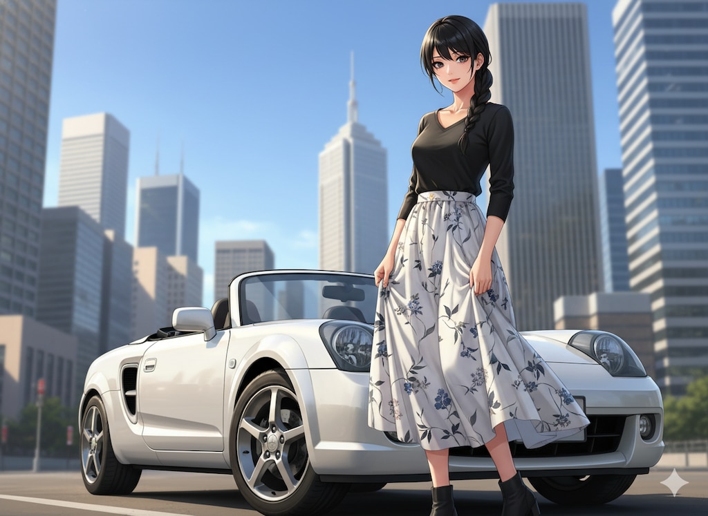 女性と車