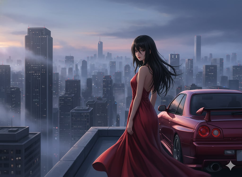 女性と車