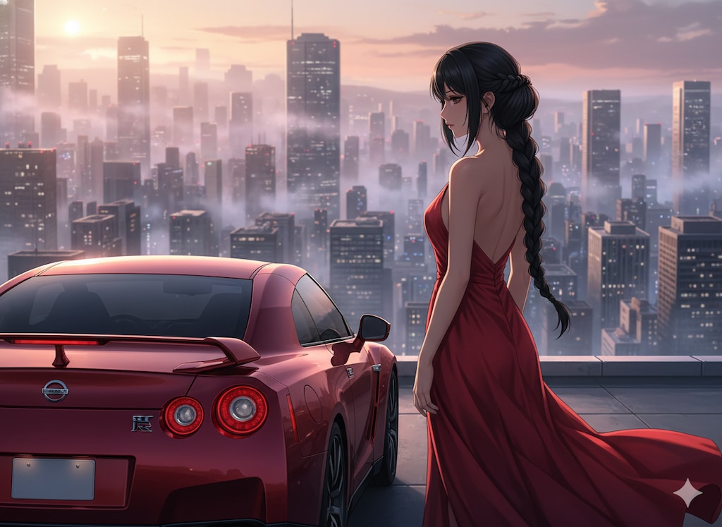 女性と車