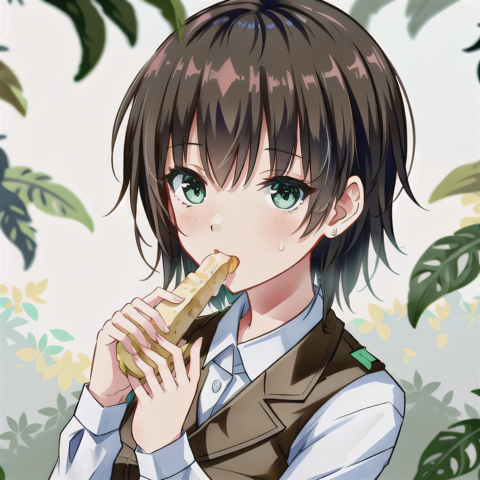 茶髪ボブでバナナの少女３ | の人気AIイラスト・グラビア