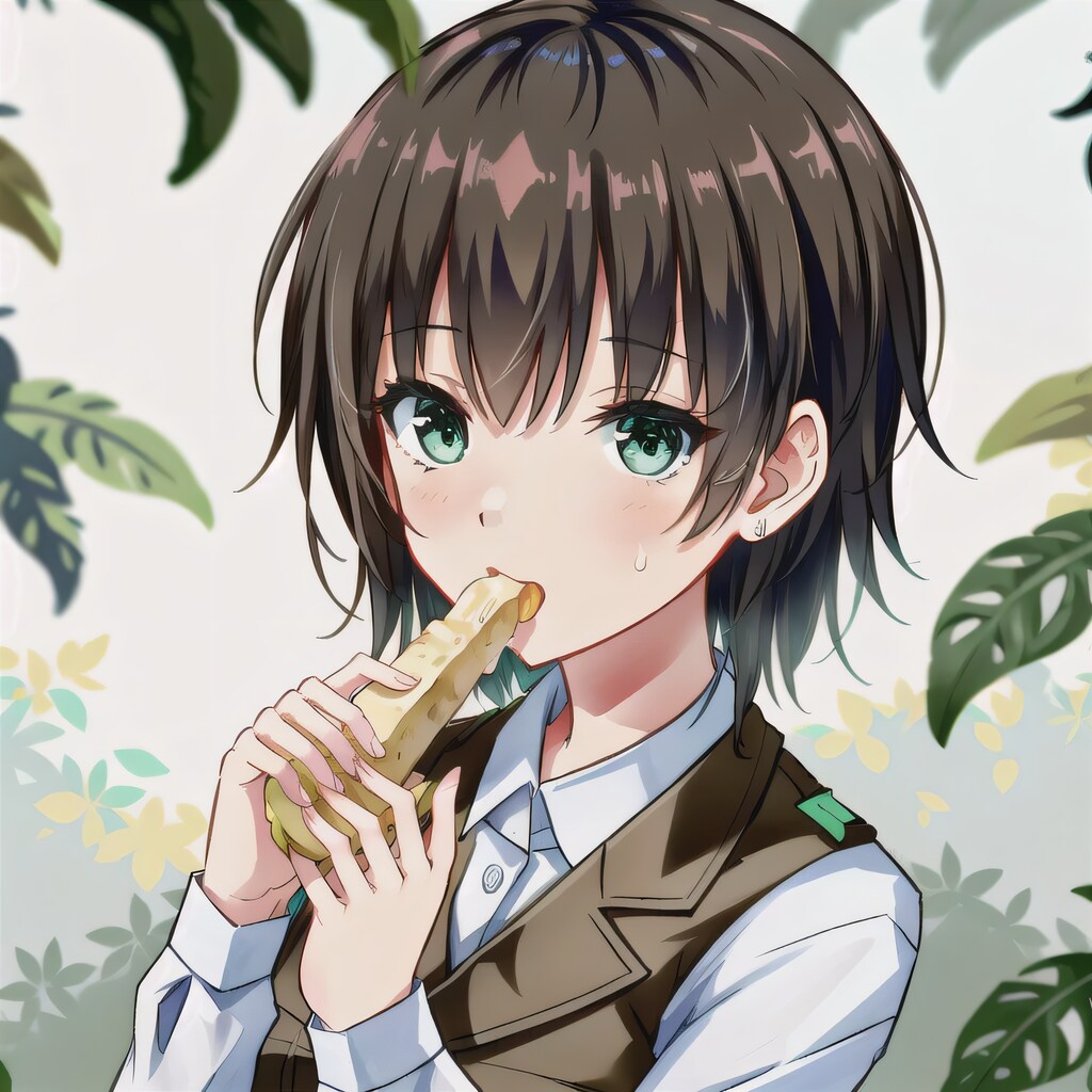 茶髪ボブでバナナの少女３