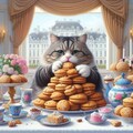 アニメ＆油絵風、ホワイトデーに大量のお返し本命クッキーの山を食べる猫ティータイム 7枚目
