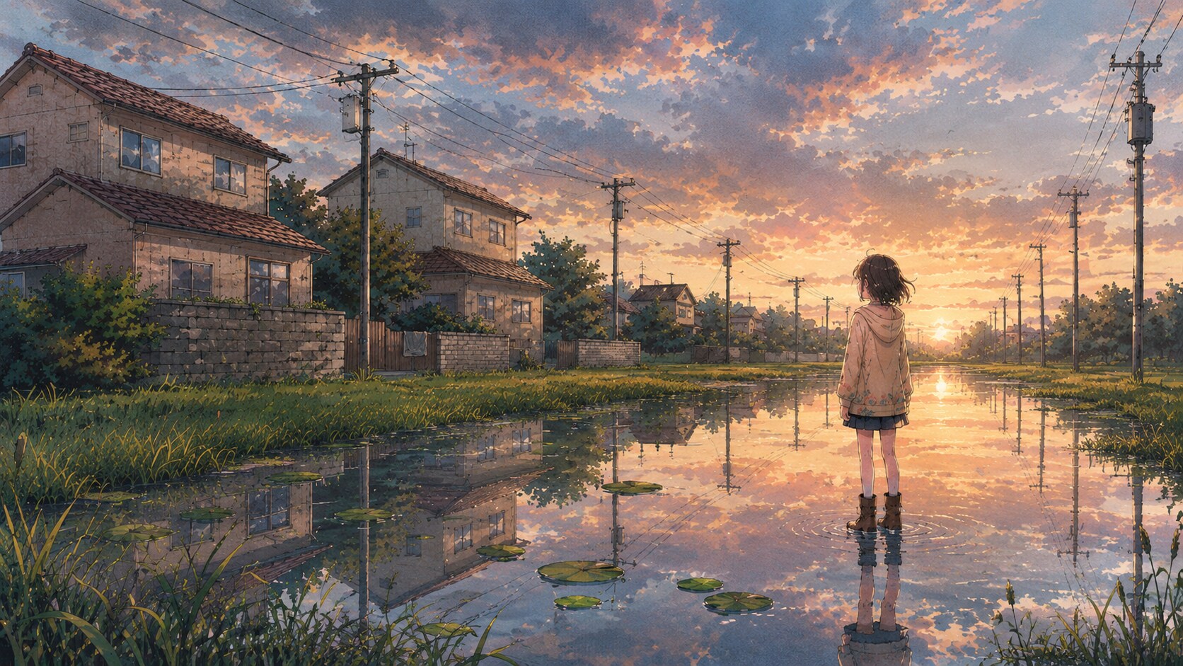 街と水たまり、少女274