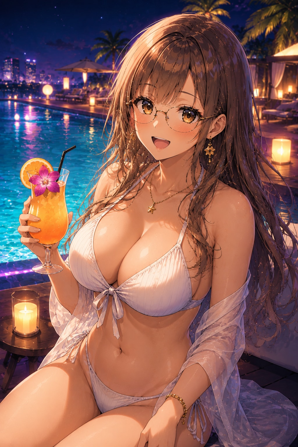 夜のリゾート（四枚）