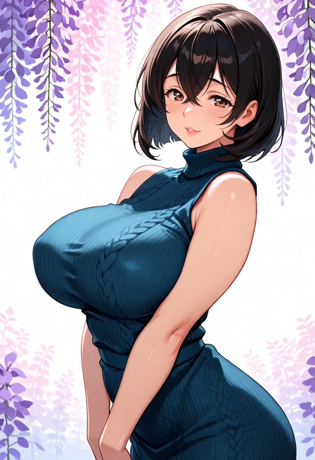 藤の花とニット