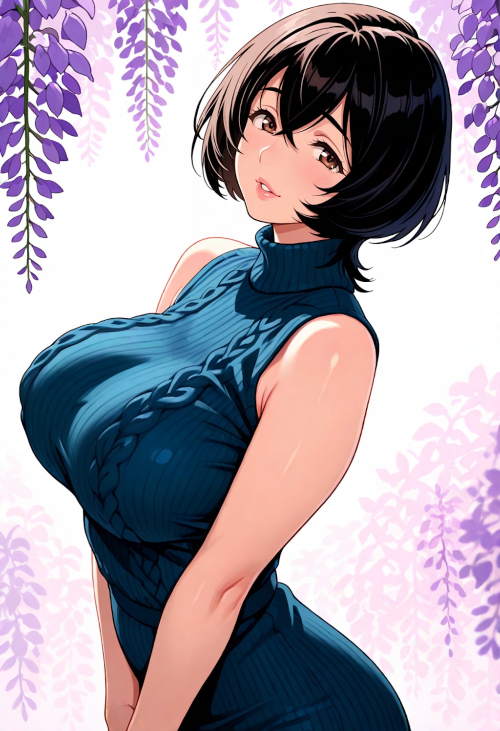 藤の花とニット