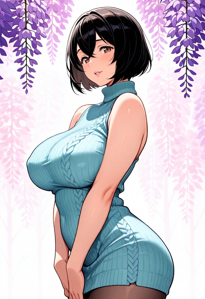 藤の花とニット