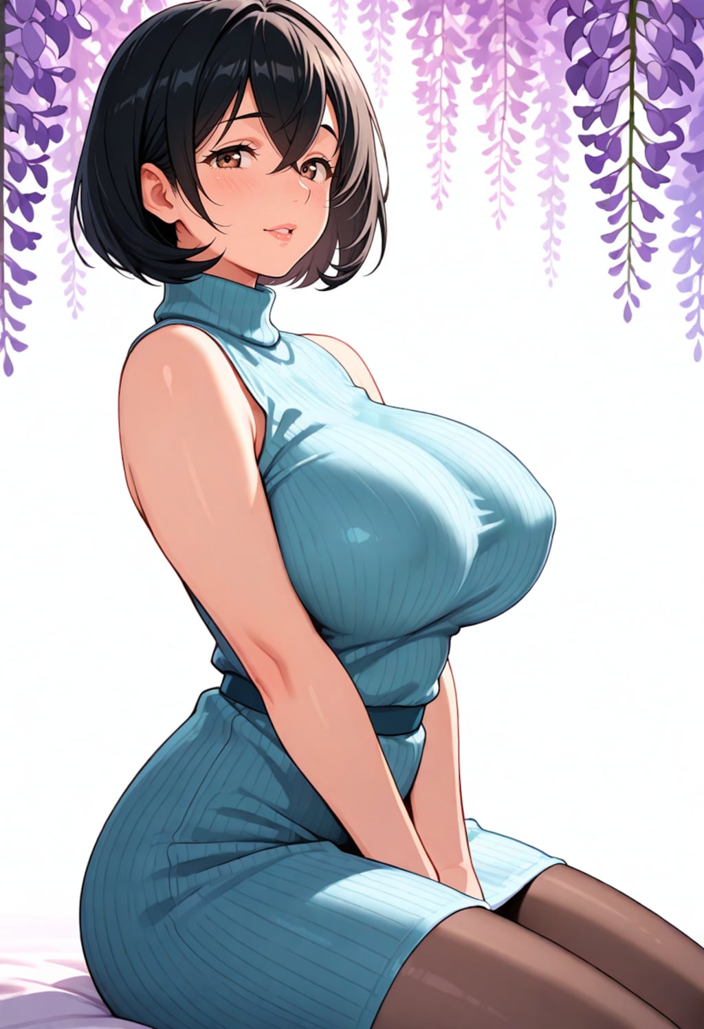 藤の花とニット