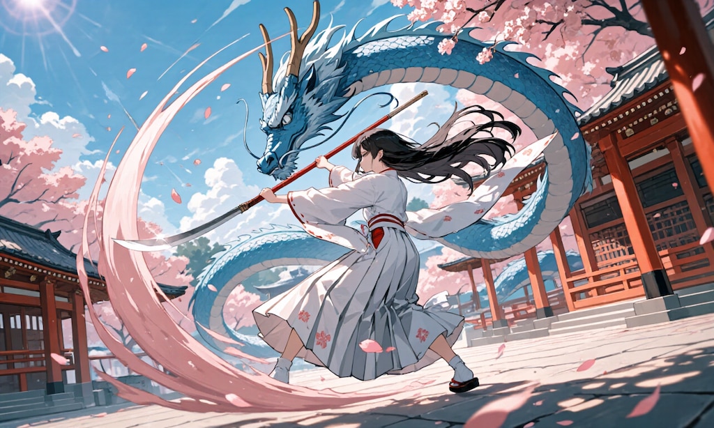 薙刀女子と青龍