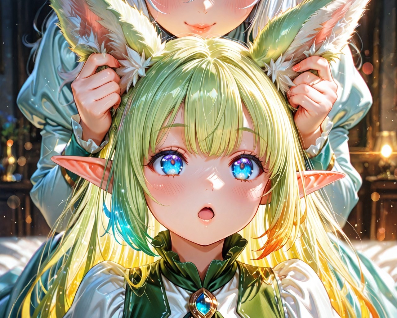 2枚）後ろから耳つまみ