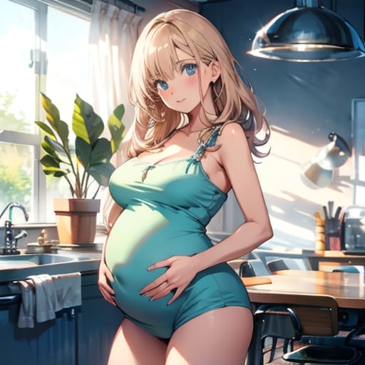 金髪女性の妊婦