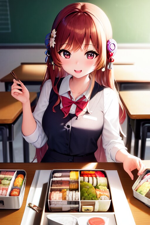 弁当爆食女子