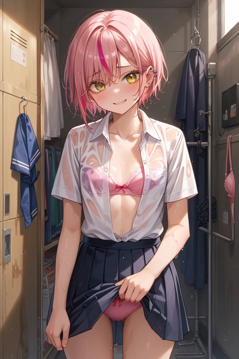 びしょ濡れたくし上げ