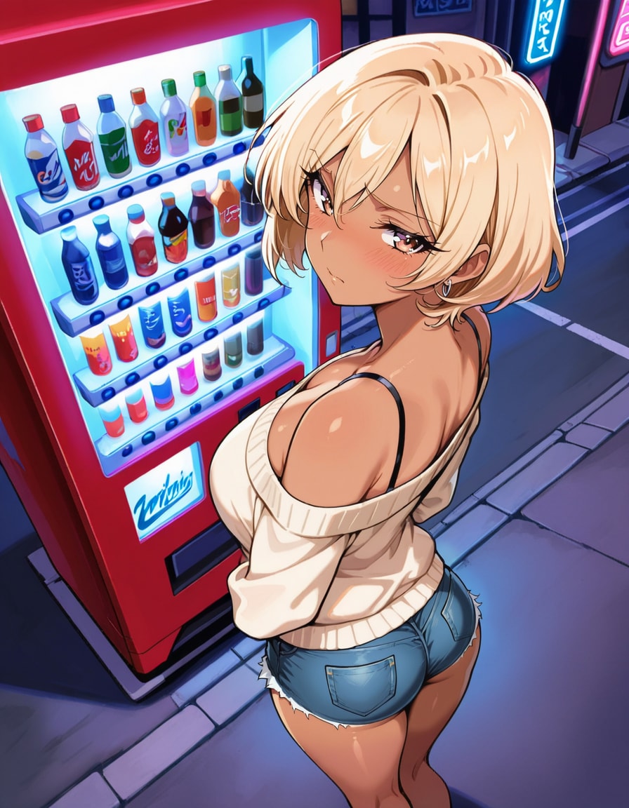 自販機前の金髪ギャル