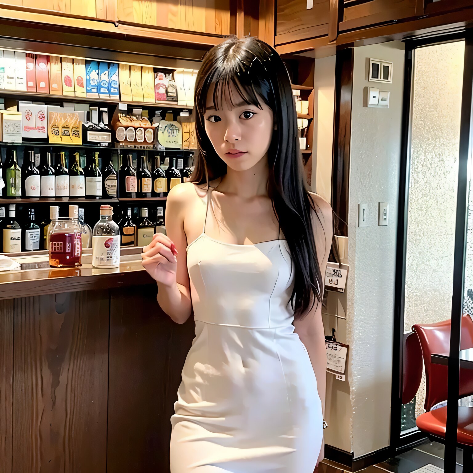 黒髪ロングで酒場の美女３５ | の人気AIイラスト・グラビア