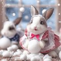 雪合戦をするウサギ 3枚目