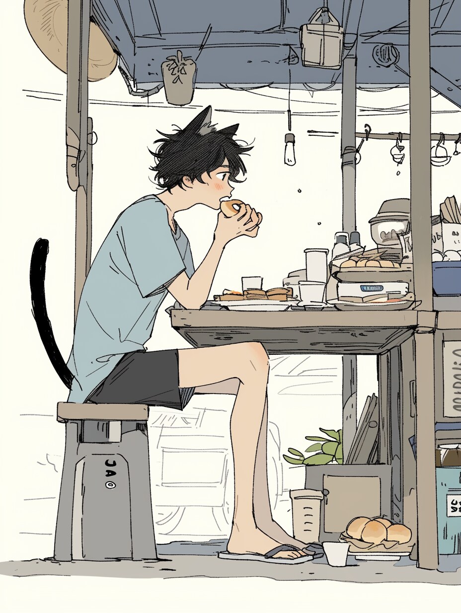 屋台の朝食