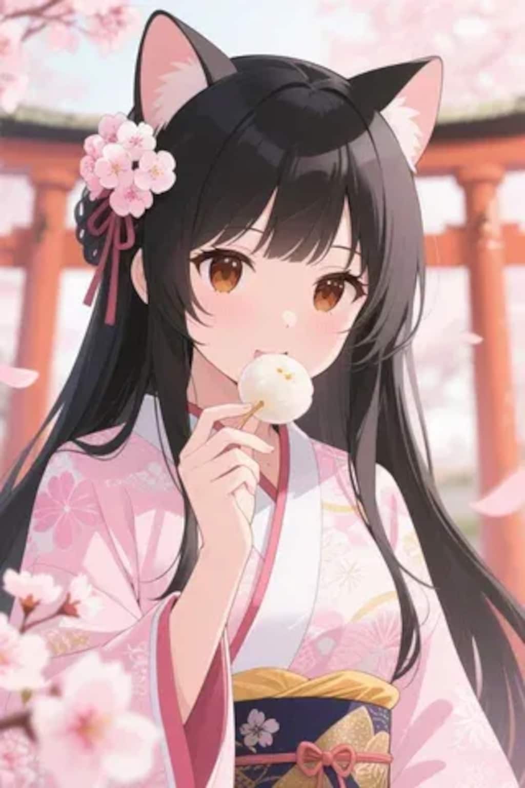 お餅を食べるさくらちゃん