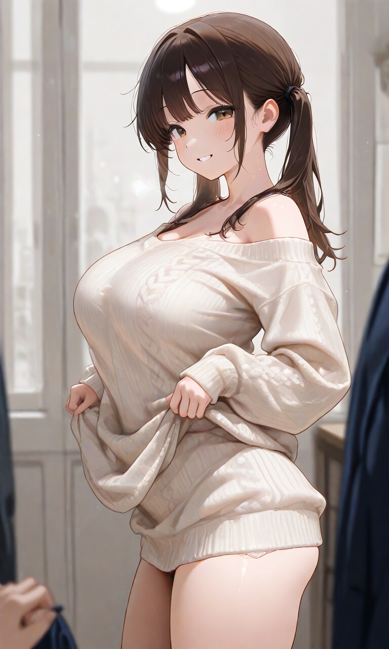 肩出しニット