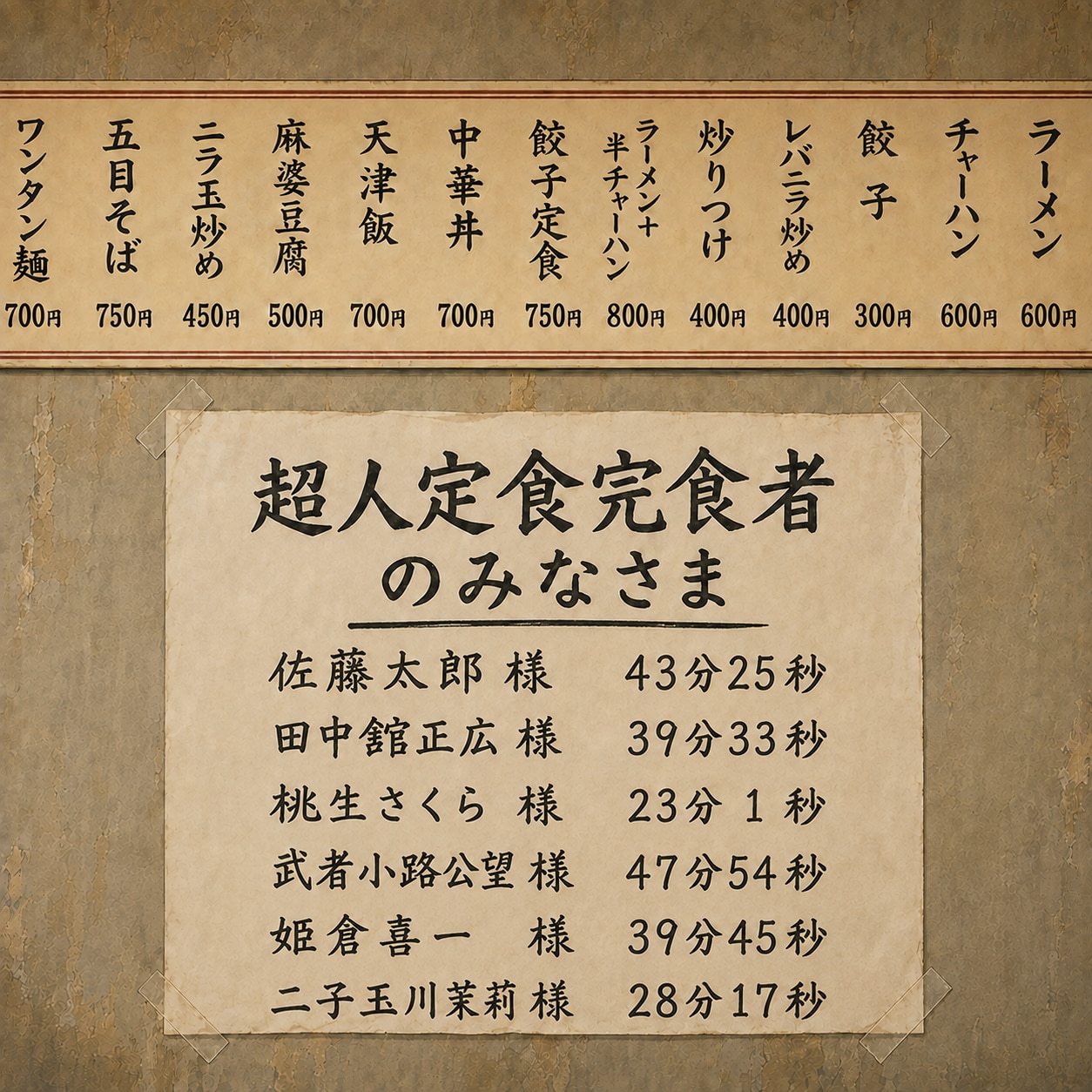 【更新1】大食いチャレンジ結果の張り出されるやつ