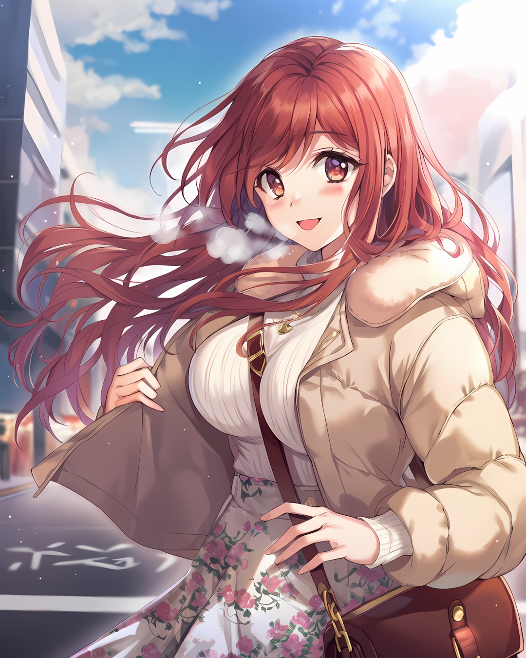 ☁️曇り空でも笑顔で…ふわもこダウンの通勤デート風💕 | の人気AIイラスト・グラビア