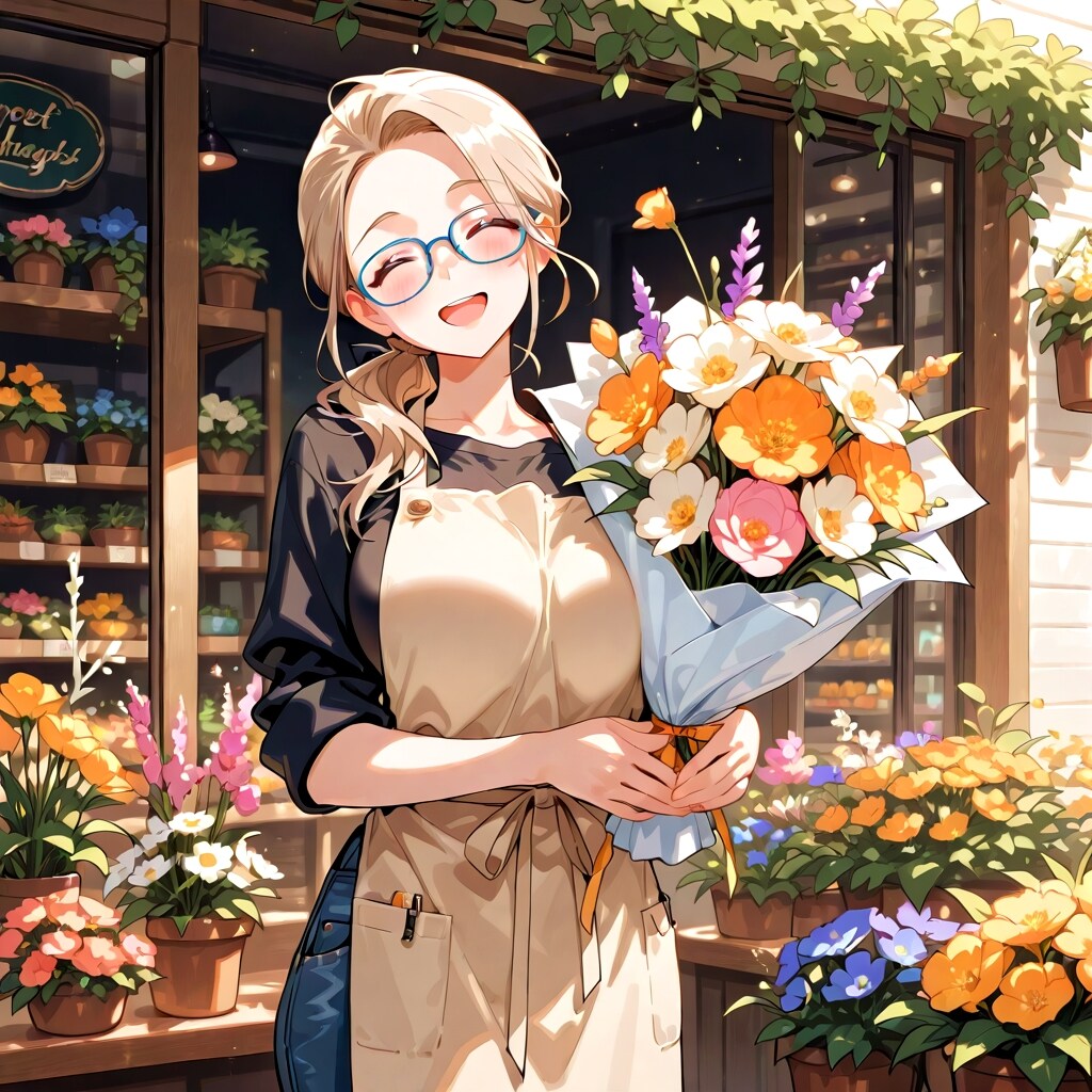 花屋で贈る花を買う | の人気AIイラスト・グラビア