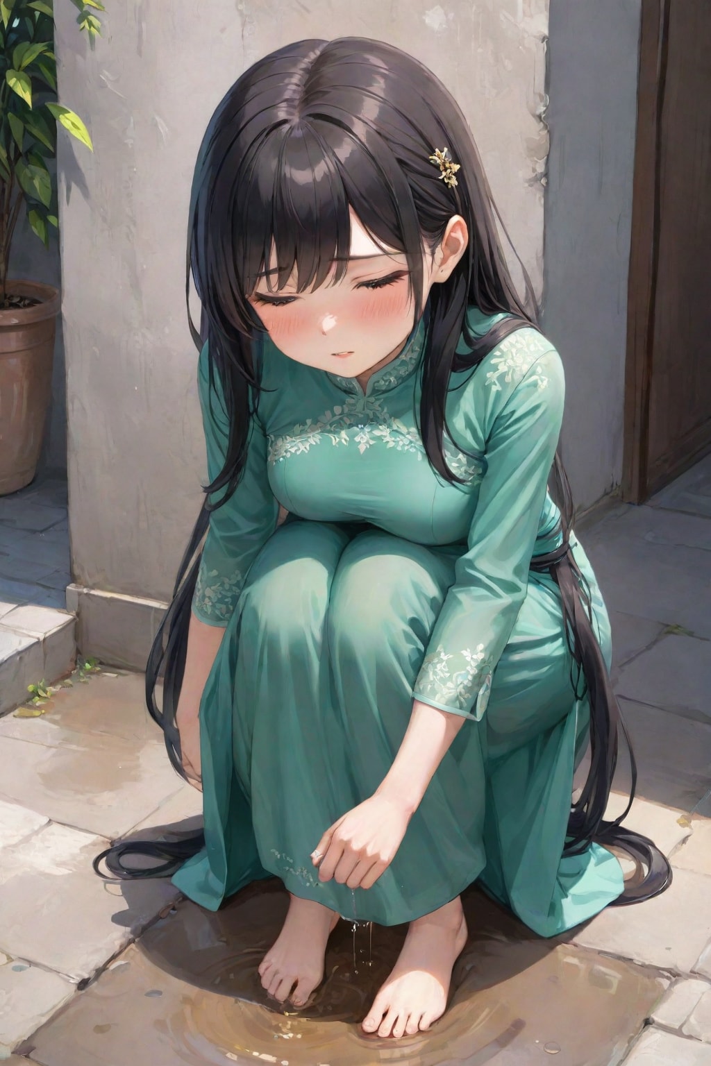 アオザイ着て我慢できない女の子たち