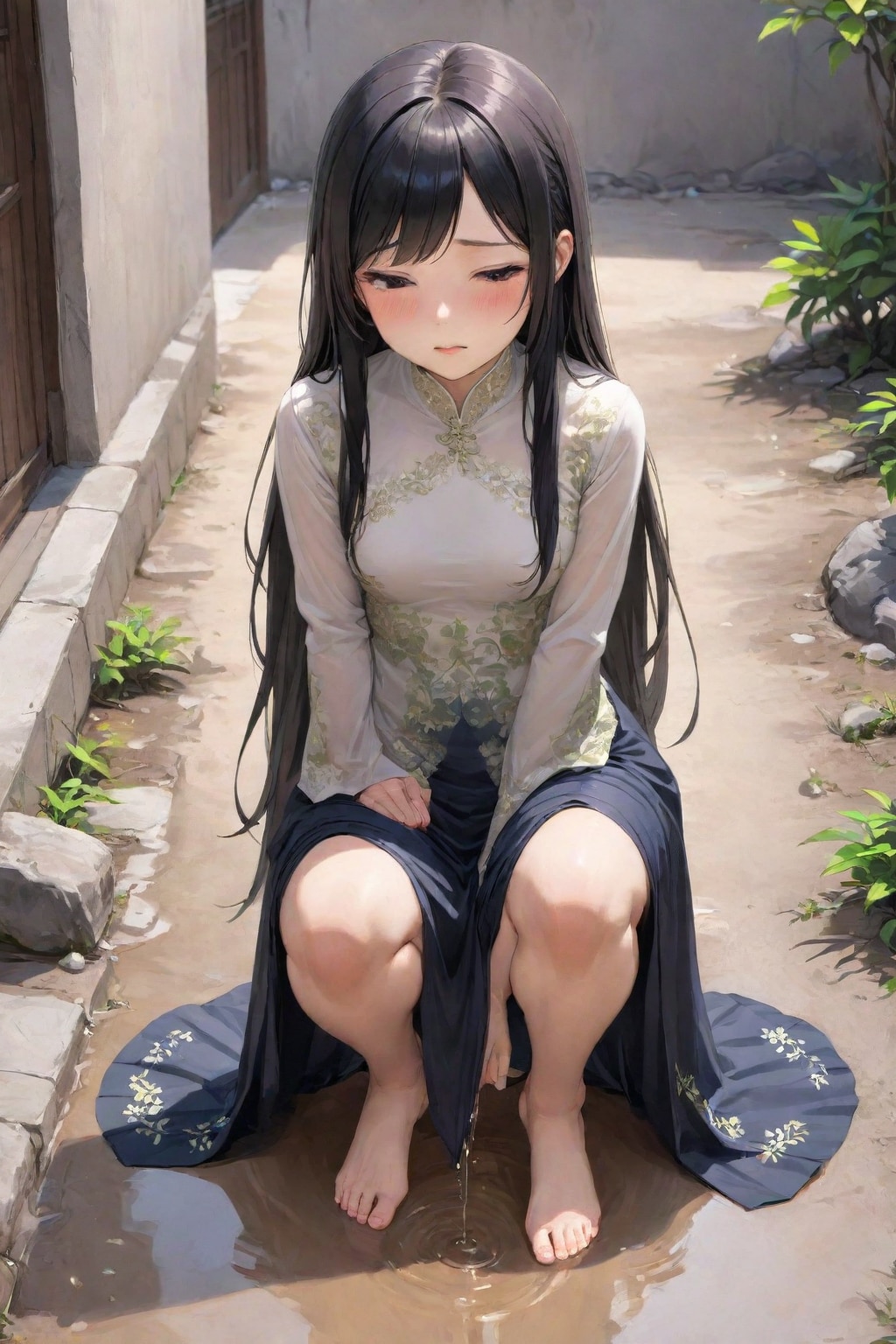 アオザイ着て我慢できない女の子たち