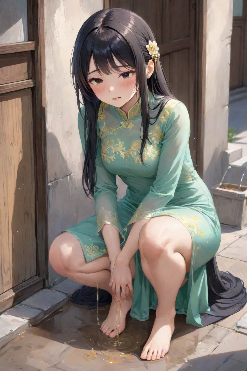 アオザイ着て我慢できない女の子たち