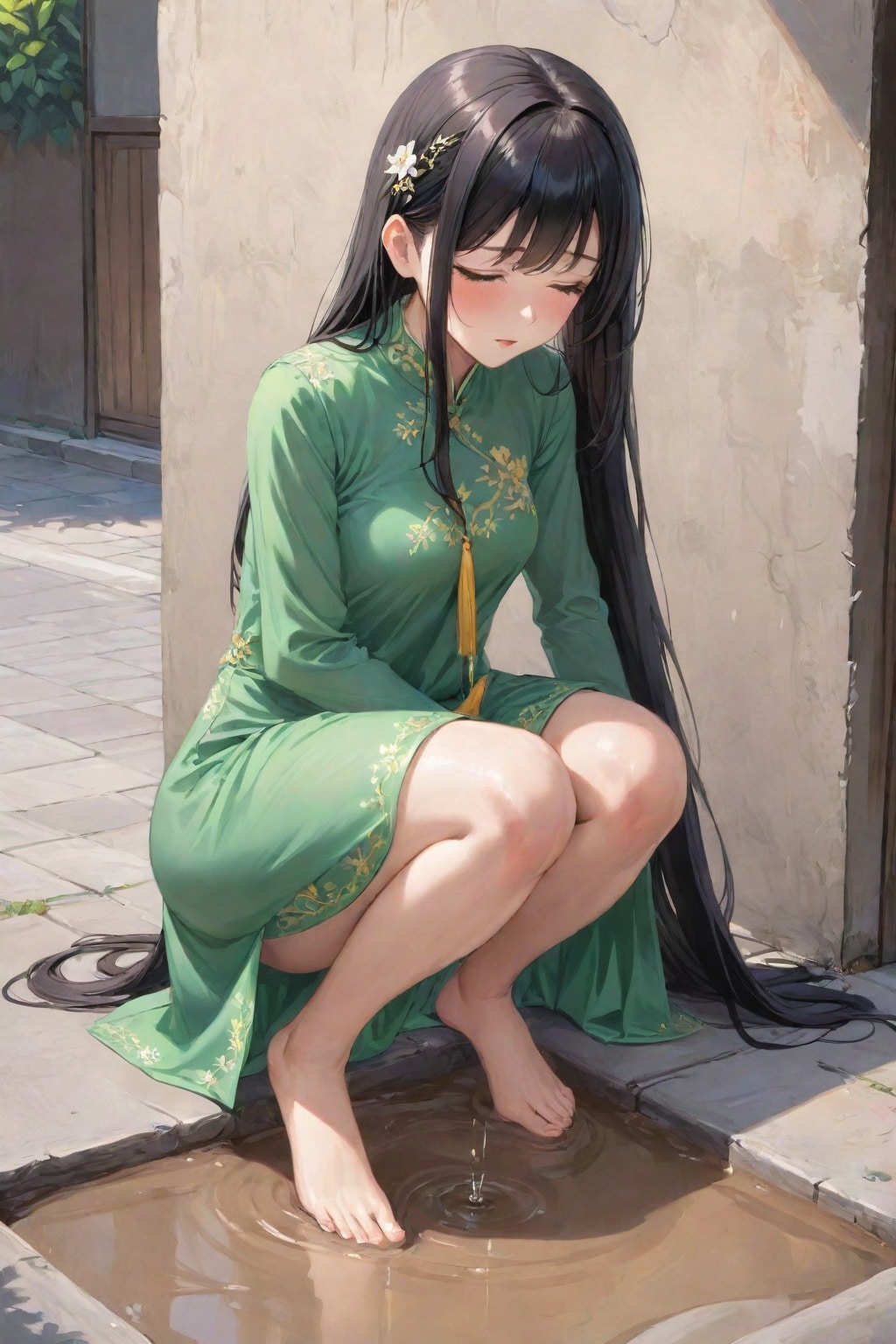 アオザイ着て我慢できない女の子たち