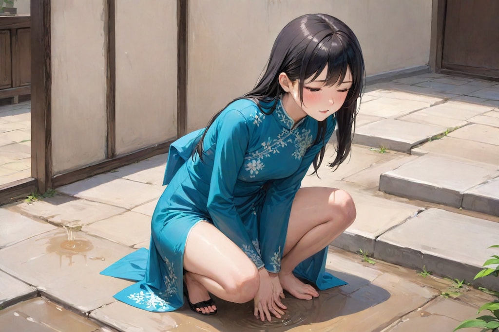 アオザイ着て我慢できない女の子たち